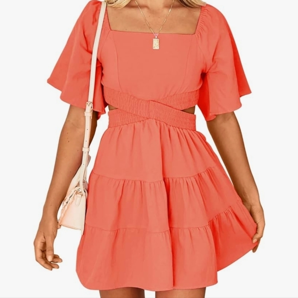 Shy Velvet Women's Summer Dress Square Neck Short Sleeves NWT Size S
